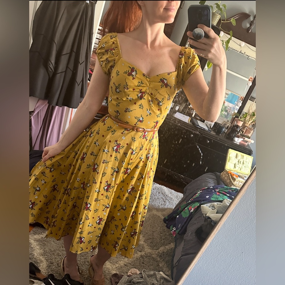 *RARE PRINT* Collectif Delores Midi dress rust